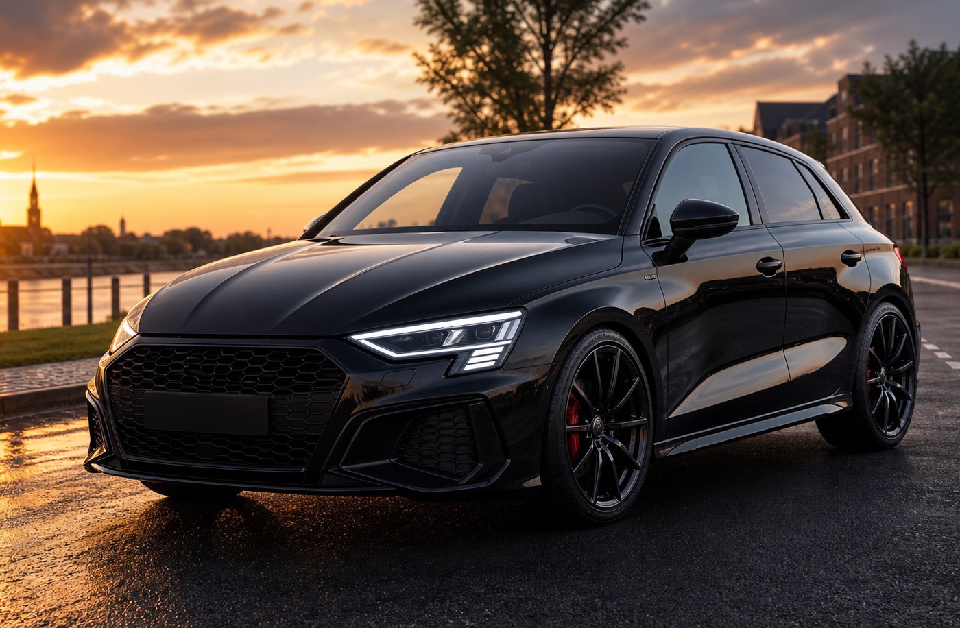 Zwarte Audi A3 S line schakel lesauto
