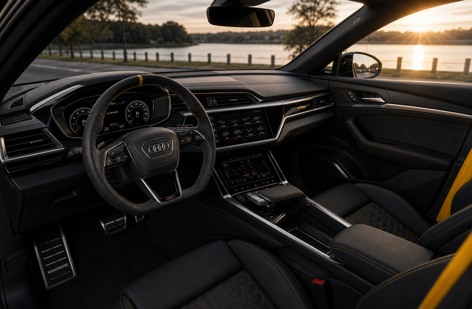 Interieur van de Audi e-tron S Black Edition